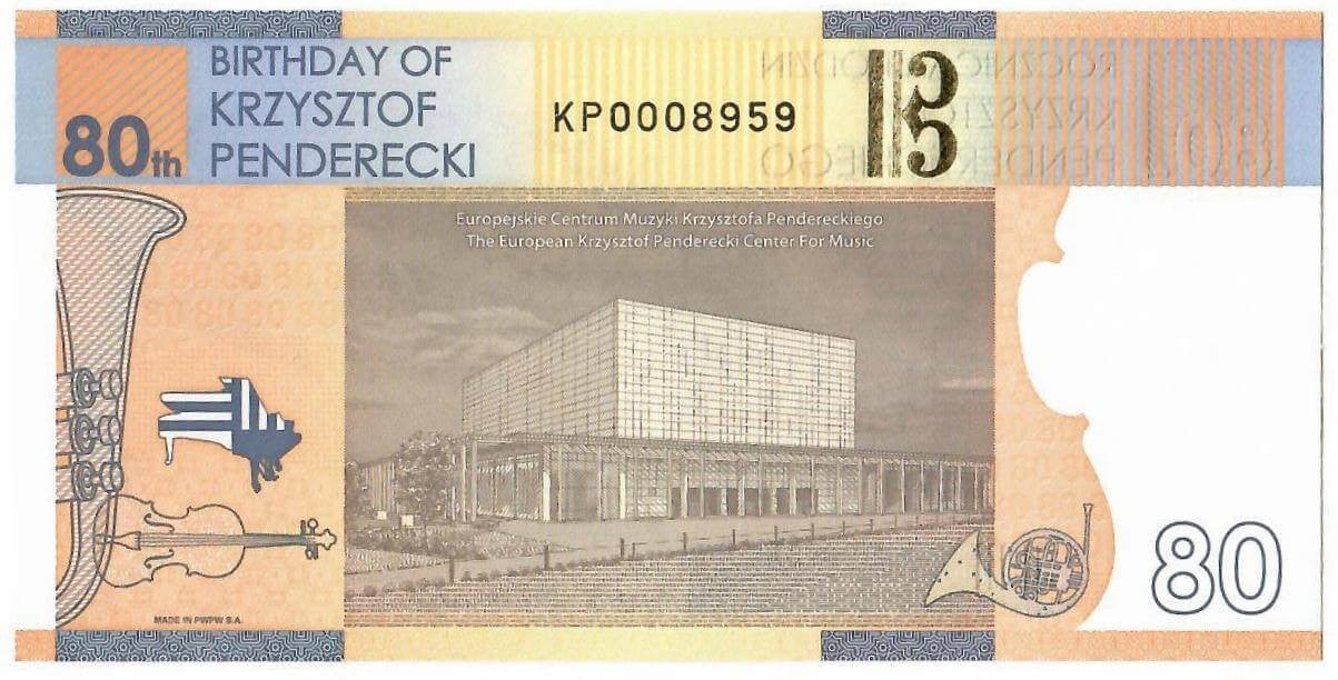 PWPW S.A Banknot testowy Penderecki + Kwartalnik Człowiek i Dokumenty 2014