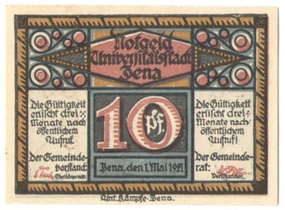 10 Pf banknot zastępczy Jena 1921