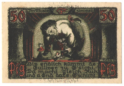 50 Pf banknot zastępczy Sonneberg Puppenkrieg 1922